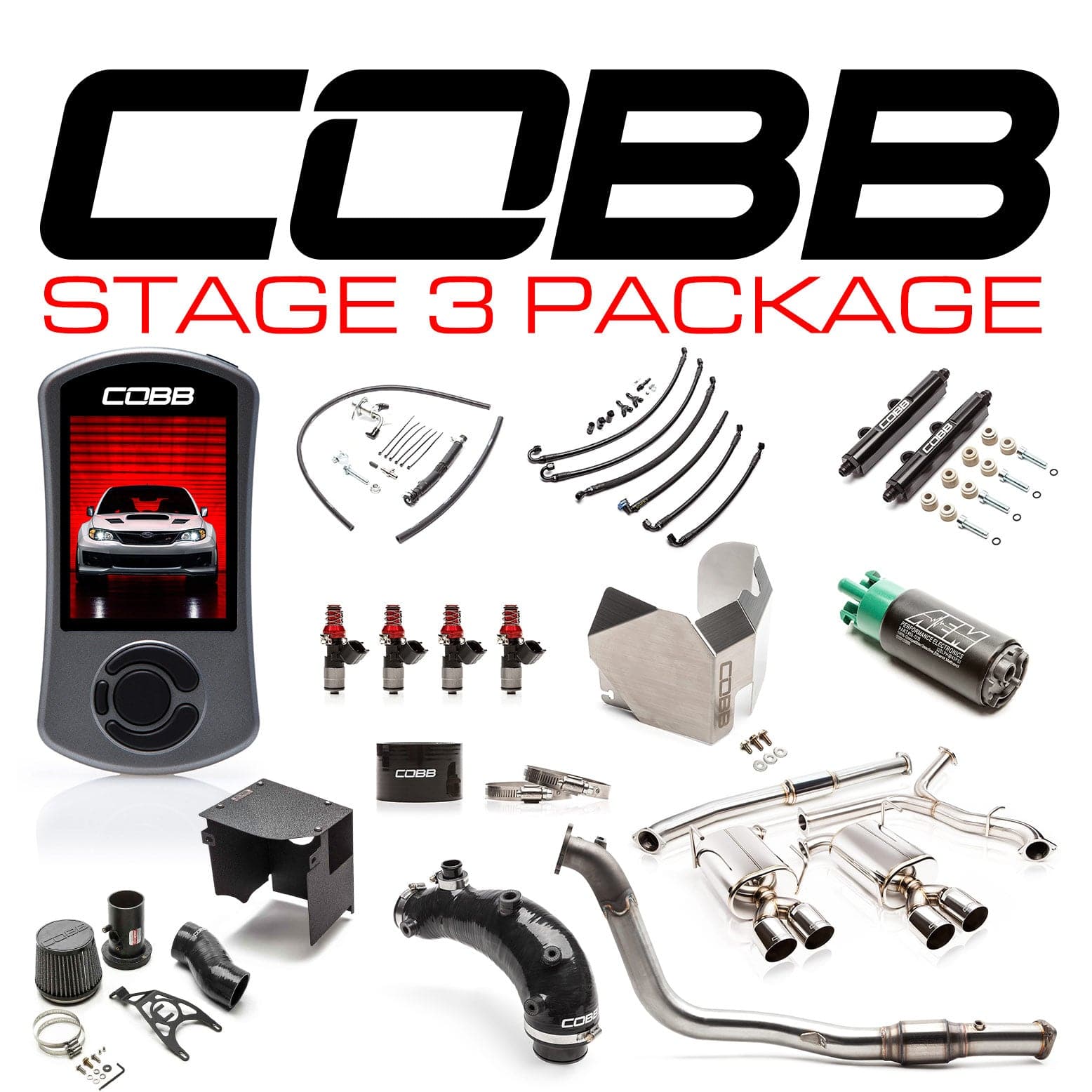 Cobb 2011-2014 Subaru STI Sedan Stage 3 Paquete de potencia con entrada SF negra (cobbSUB0031S30-BK) 