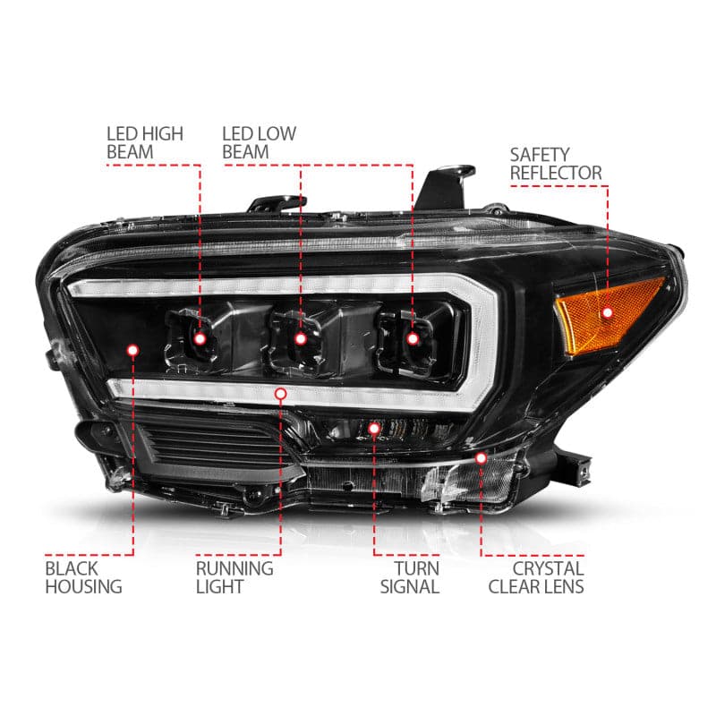 ANZO 2016-2021 Toyota Tacoma TRD LED Projector Headlights