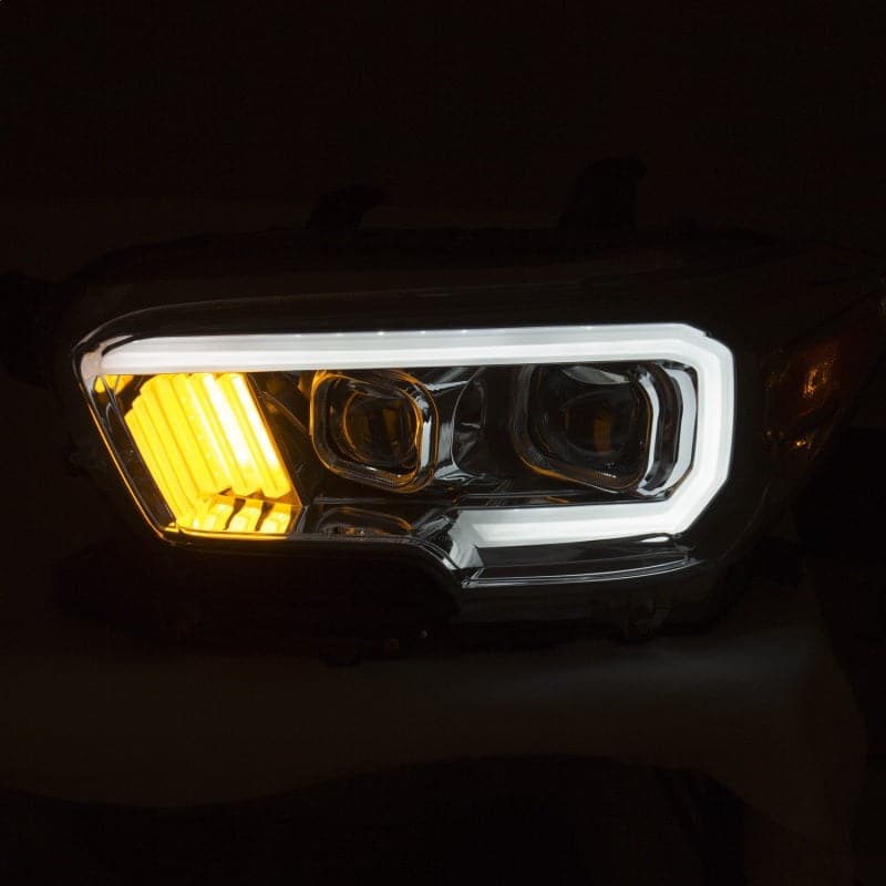 ANZO Faros delanteros proyectores Toyota Tacoma 2016-2017 con diseño estilo tablón cromado/ámbar con DRL