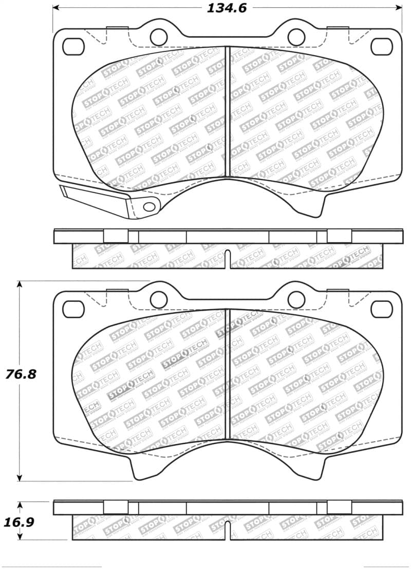 StopTech 05-17 Toyota Tacoma con 6 orificios para ruedas, pastillas de freno delanteras de rendimiento callejero