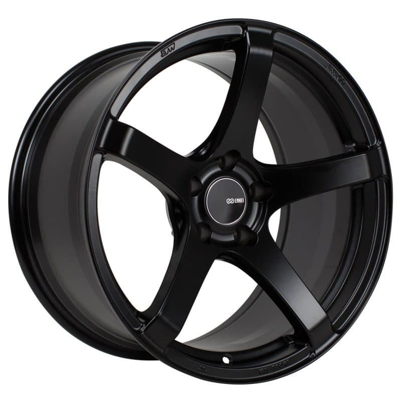 Enkei Kojin 17x8 40mm Offset 5x114.3 Patrón de pernos 72.6mm Diámetro de orificio Rueda negra mate (476-780-6540BK)