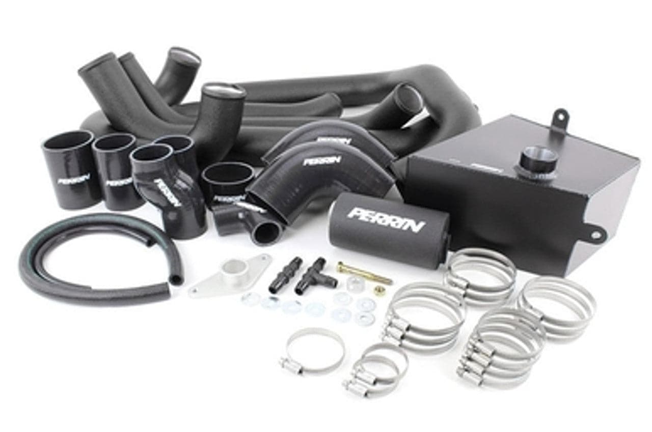 Perrin Performance 2015-21 Subaru STI FMIC Black Boost Tubes w/ Black Silicone Couplers (perPSP-ITR-438-2BK/BK)