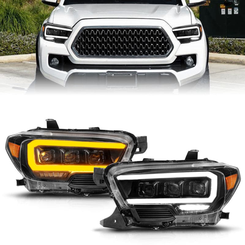 ANZO 16+ Toyota Tacoma LED Projector Headlights w/ Light Bar Sequential Black Housing w/Initiation (anz111563)