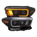 ANZO 2016-2021 Toyota Tacoma Projector Headlights w/ Plank Style Switchback Black w/ Amber