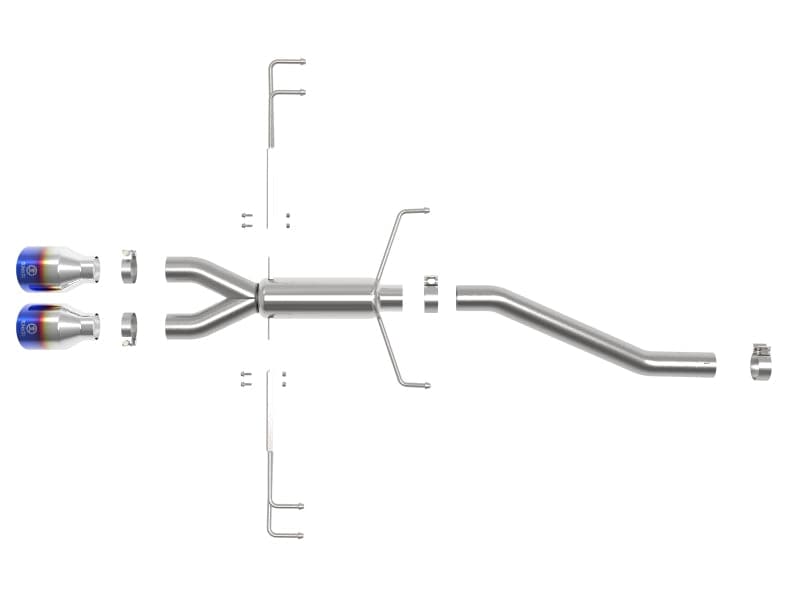 aFe Takeda Sistema de escape con eje trasero 304SS de 2.5 pulgadas 17-19 Honda Civic Type R L4-2.0L (t) - Punta de llama BL (49-36626-L)