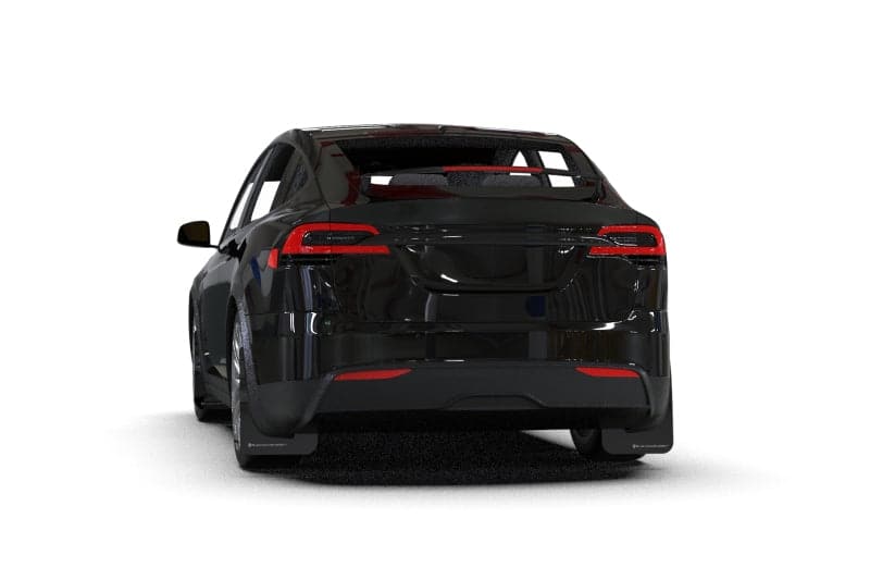 Rally Armor 2022+ Tesla Model X/X Faldón guardabarros UR negro a cuadros - Logotipo negro metálico (MF102-UR-BLK/MBK)