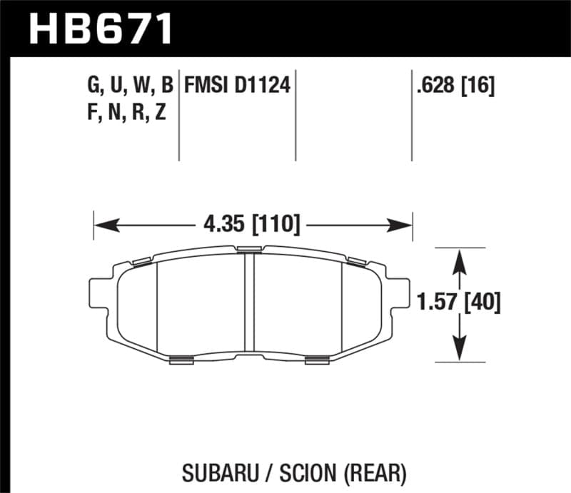 Hawk 13-16 Scion FR-S/13-22 Subaru BRZ/10-12 Legacy 2.5 GT/3.6R DTC-70 Race Rear Brake Pads