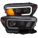 ANZO Faros delanteros proyectores Toyota Tacoma 2016-2017 con estilo tablón, color negro y ámbar