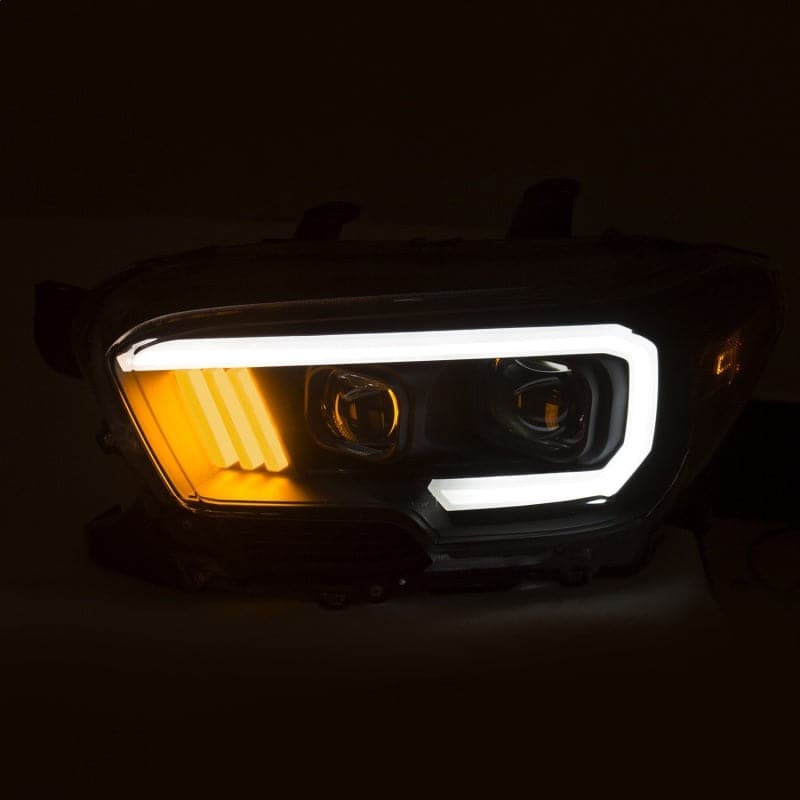 ANZO Faros delanteros proyectores Toyota Tacoma 2016-2021 con diseño estilo tablón negro/ámbar con DRL