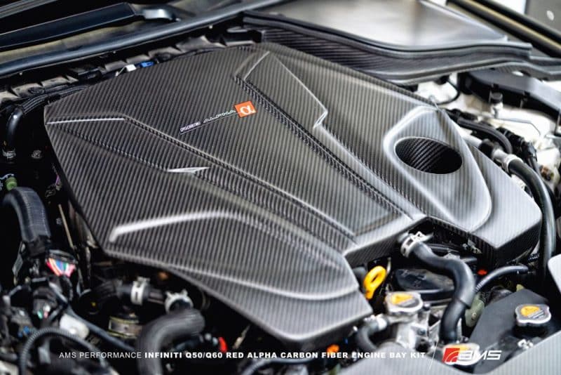 AMS Performance Infiniti 17+ Q60 / 16+ Q50 3.0TT Alpha Matte Carbon Engine Cover (ALP.28.06.0001-1)