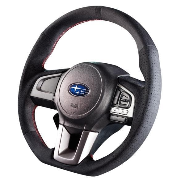 DAMD Red Stitch D-Shape Suede Steering Wheel - 2015+ Legacy/ Outback, 2016+ Crosstrek, & 2017+ Forester