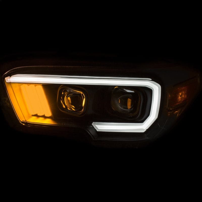 ANZO Faros delanteros proyectores Toyota Tacoma 2016-2017 con estilo tablón, color negro y ámbar