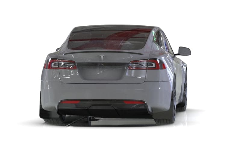 Rally Armor 21-23 Tesla Model S/ S Plaid Black UR Mud Flap w/ Metallic Black Logo (MF101-UR-BLK-MBK)