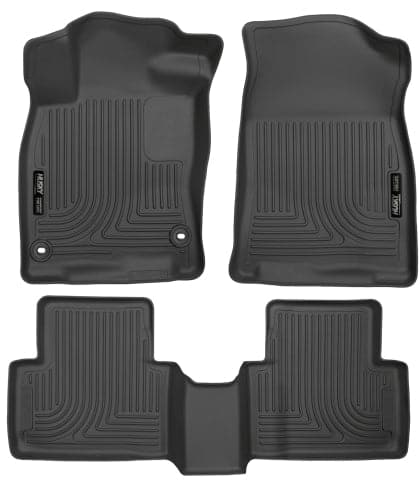 Combo de revestimientos de piso negros Husky WeatherBeater para Honda Civic y Type R (4DR) 2016+