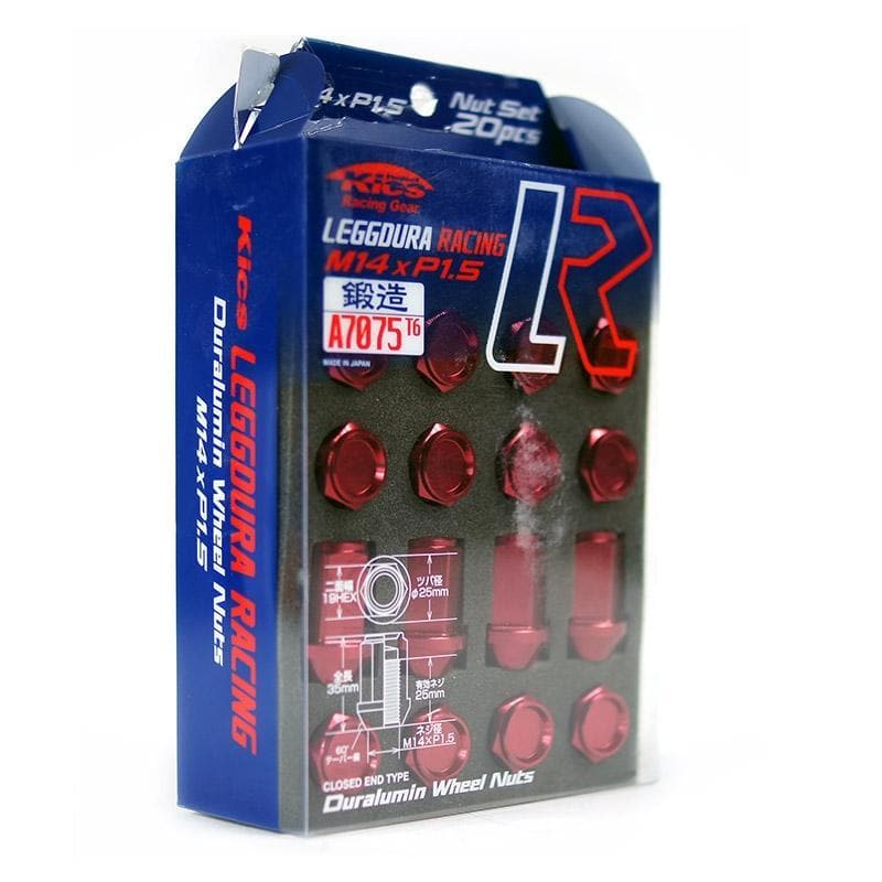 Kics Leggdura Racing Red Lug Nuts in M14x1.5