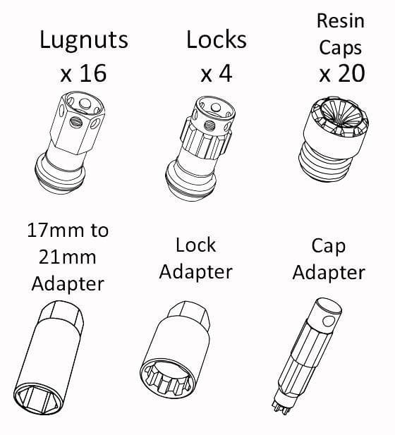 Kics R40 iCONIX Lug Nuts - Black Caps