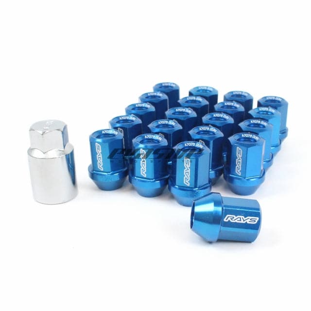 Rays Dura-Nut L32 Straight Type 12x1.25 Lug Nut Set 16 Lug 4 Lock Set - Blue