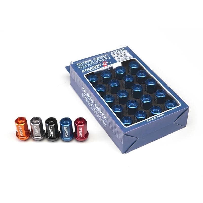 Juego de tuercas de seguridad y lengüetas Rays L42 Dura-Nuts de 12 x 1,50 (negro, rojo, bronce, naranja o azul)