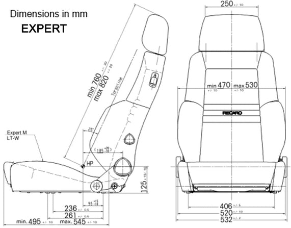 Asiento Recaro Expert M en cuero negro completo